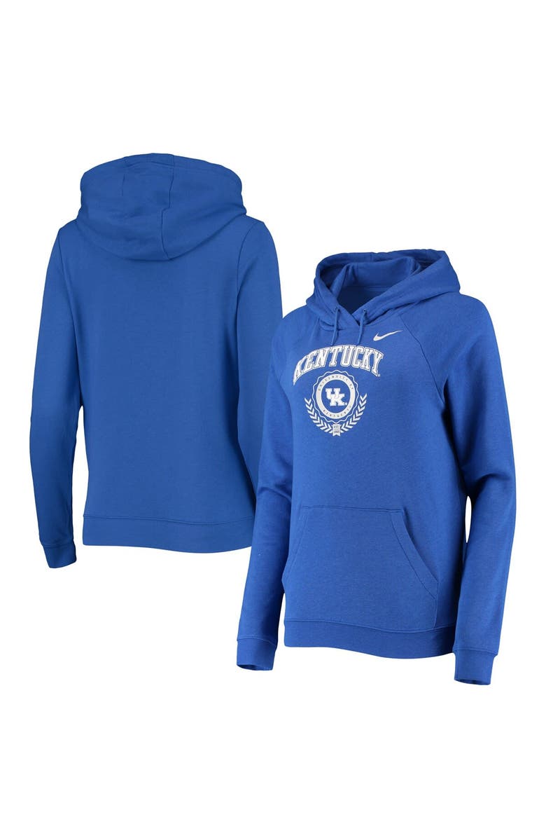 Nike Women's Nike Royal Kentucky Wildcats Varsity Fleece Tri-Blend Raglan Pullover Hoodie, Main, color, 