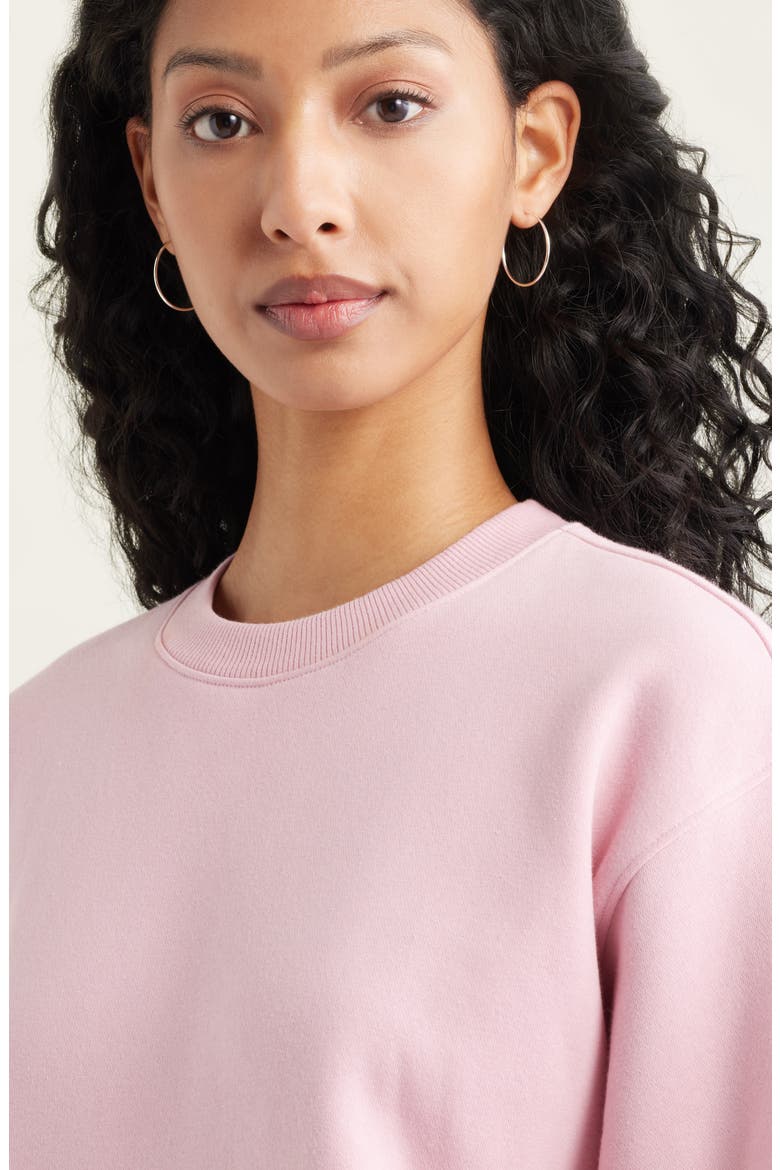 Fleece Detail Oversize Crewneck Sweatshirt, Alternate, color, PINK CAMEO