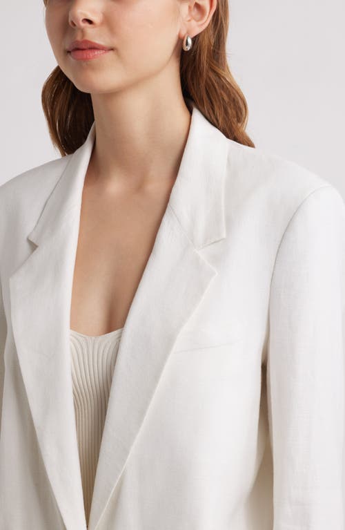 OPEN EDIT OPEN EDIT EVERYDAY ONE-BUTTON LINEN BLEND BLAZER