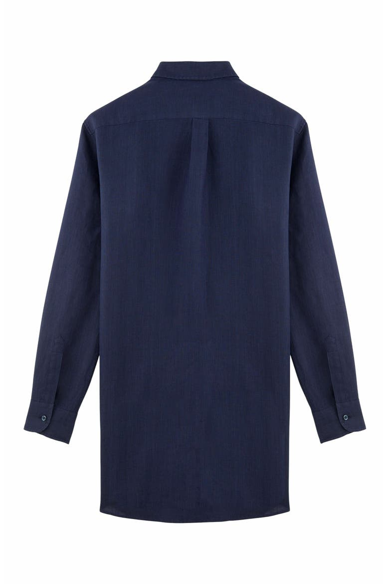 Women's Solid Linen Shirt Dress, Alternate, color, BLEU MARINE