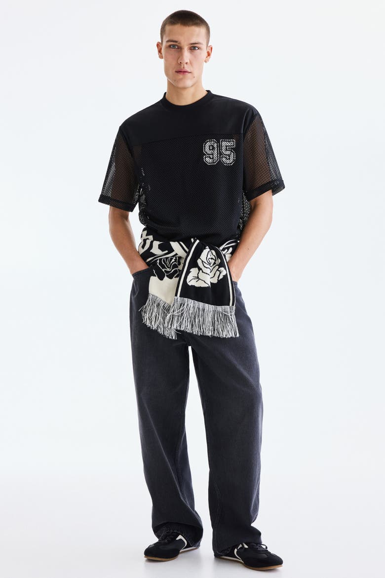 Loose Fit Printed Mesh T-shirt, Alternate, color, Black/95