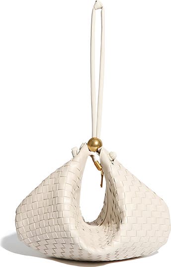 Woven Faux Leather Top Handle Bag