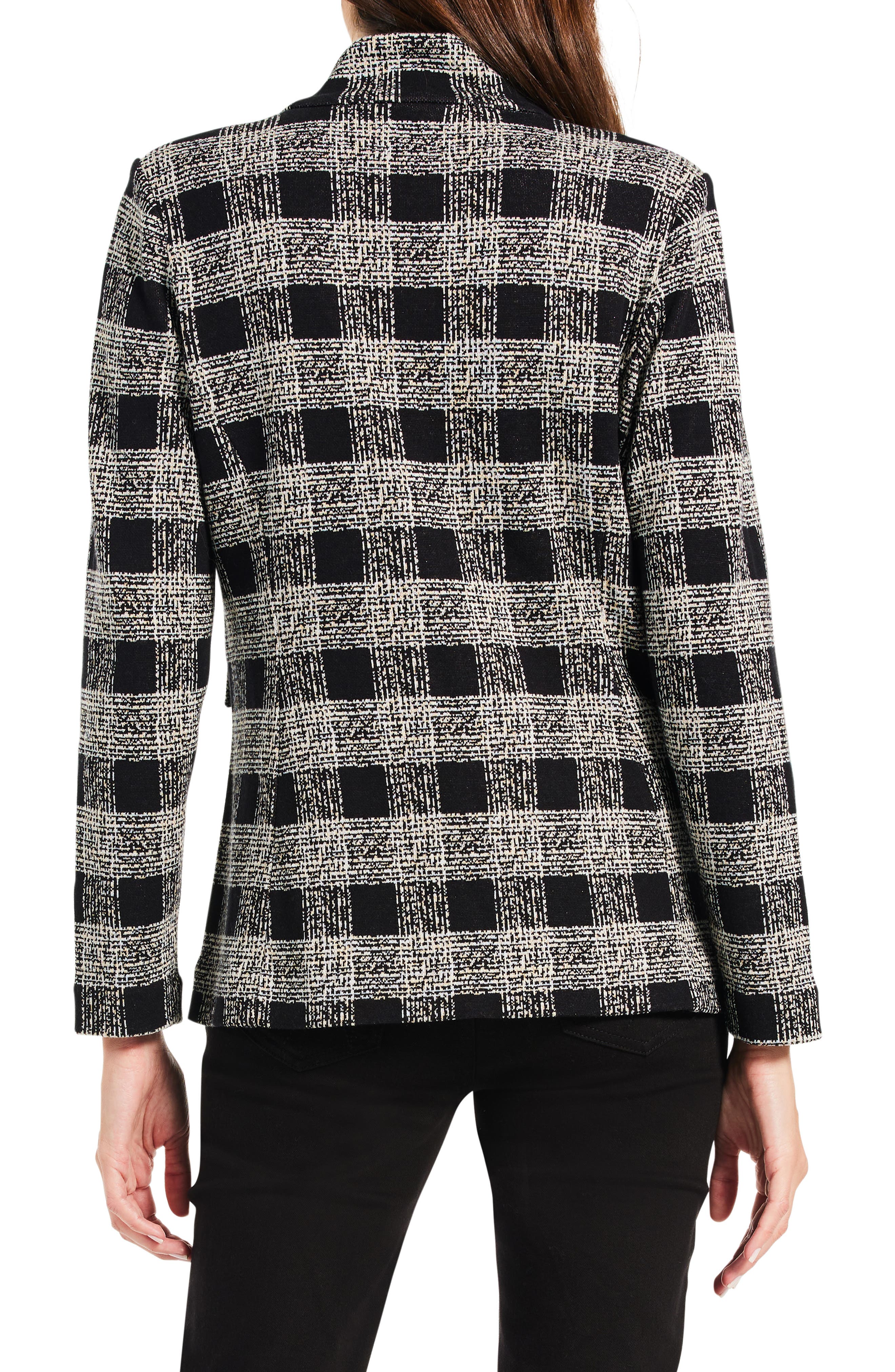 Perfectly Plaid Metallic Cotton Blend Knit Blazer - image 2