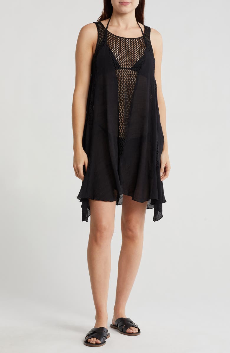 Elan Sleeveless Knit Cover-Up Dress, Main, color, Black