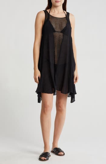 Shop Elan Sleeveless Knit Cover-up Dress In Black