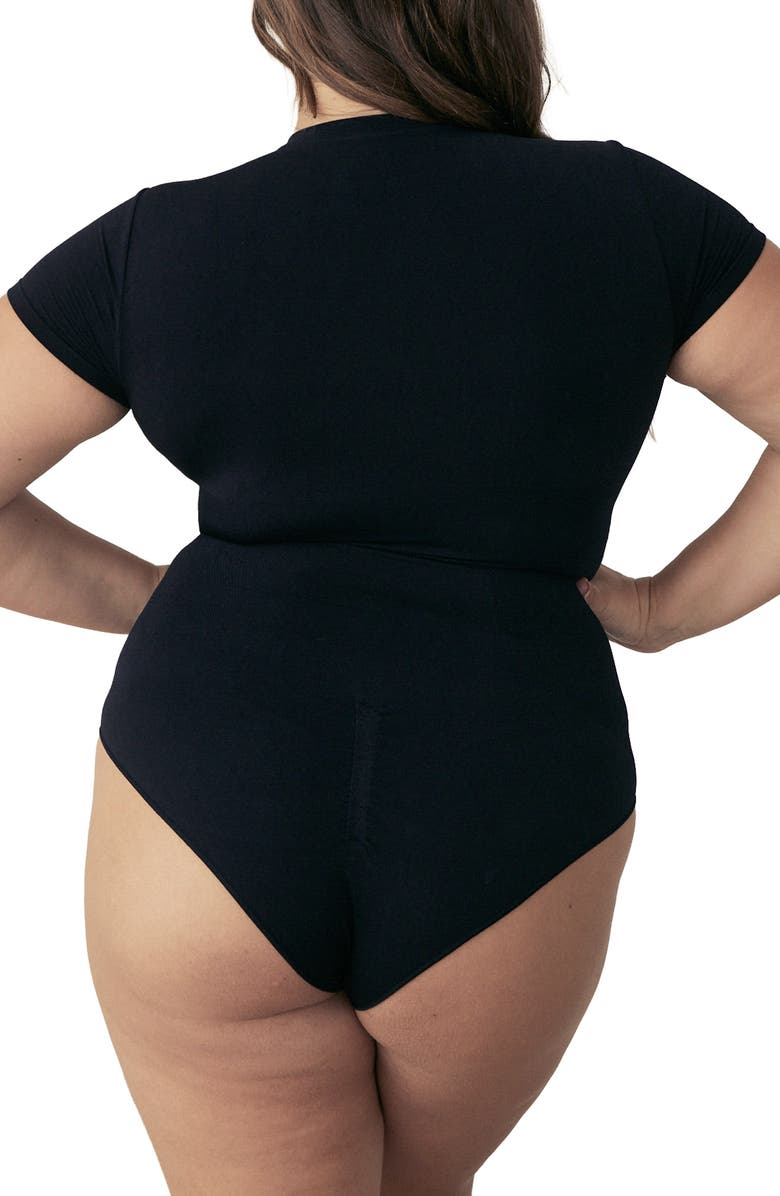 Pinsy Butter Sculpt Short Sleeve Bodysuit, Alternate, color, Black