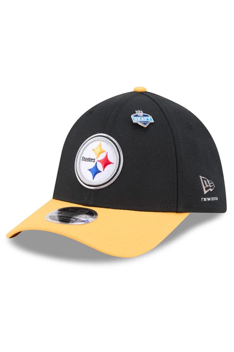 Men's New Era  Black/Gold Pittsburgh Steelers 2026 NFL Draft 39THIRTY M-Crown Flex Hat, Main, color, Black