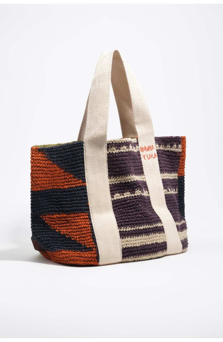 Bimba y Lola Maxi Jute Shopper Bag, Main, color, Aubergine