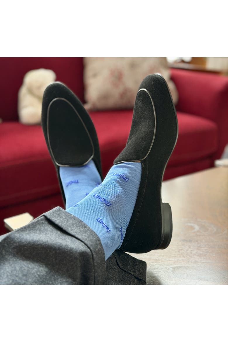 Dapper Bow Tie Novelty Mid Calf Mercerized Cotton Socks, Alternate, color, Light Blue
