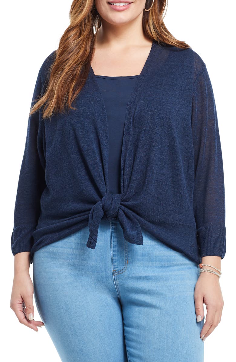 NIC+ZOE '4-Way' Three Quarter Sleeve Convertible Cardigan, Alternate, color, Dark Indigo