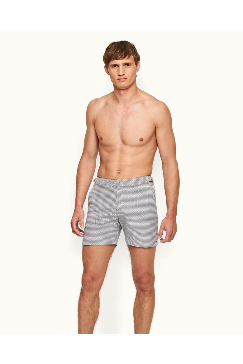Bulldog X Jacquard Mid-Length Swim Shorts, Main, color, NAVY/CLOUD