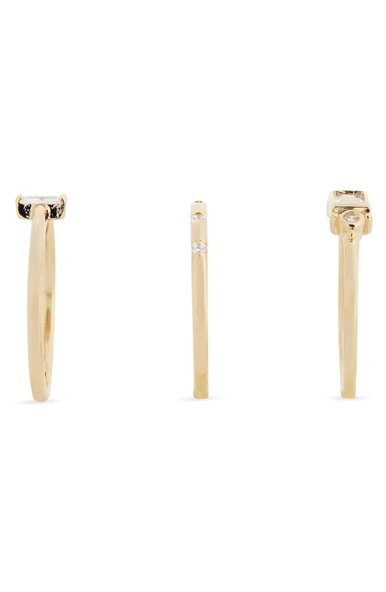 NORDSTROM RACK Set of 3 Cubic Zirconia Stackable Rings, Alternate, color, Clear- Gold