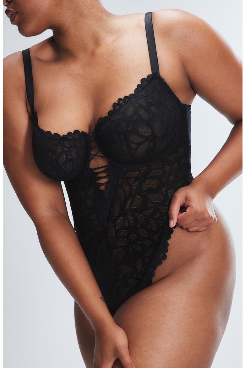 Savage Not Sorry Sheer Lace Teddy, Alternate, color, BLACK CAVIAR