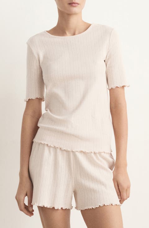 Lettuce Edge Pointelle Cotton Sleep T-Shirt