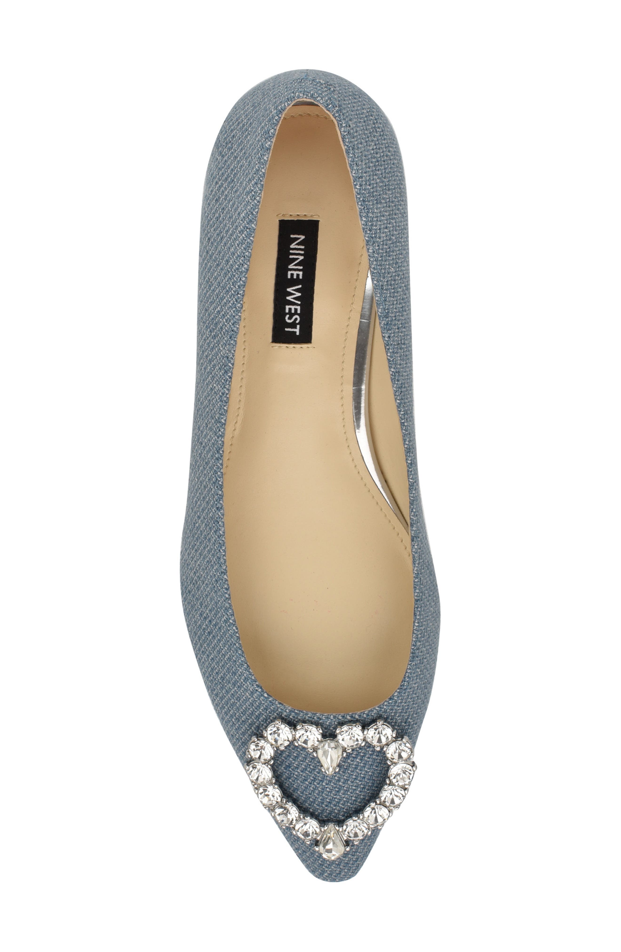 Nine West Hearts Rhinestone Flat, Alternate, color, Medium Blue 420
