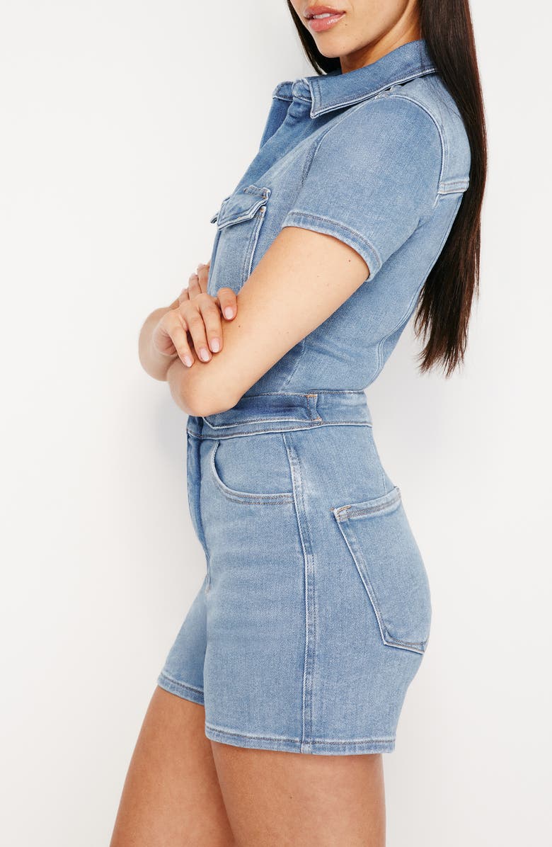 Good American Fit for Success Denim Romper, Alternate, color, 