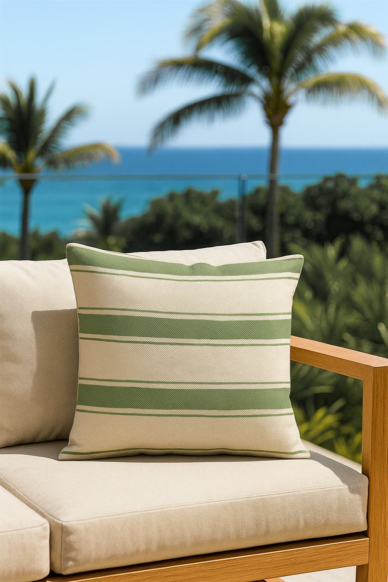 Sail Stripe Pillow, Alternate, color, Pure Green