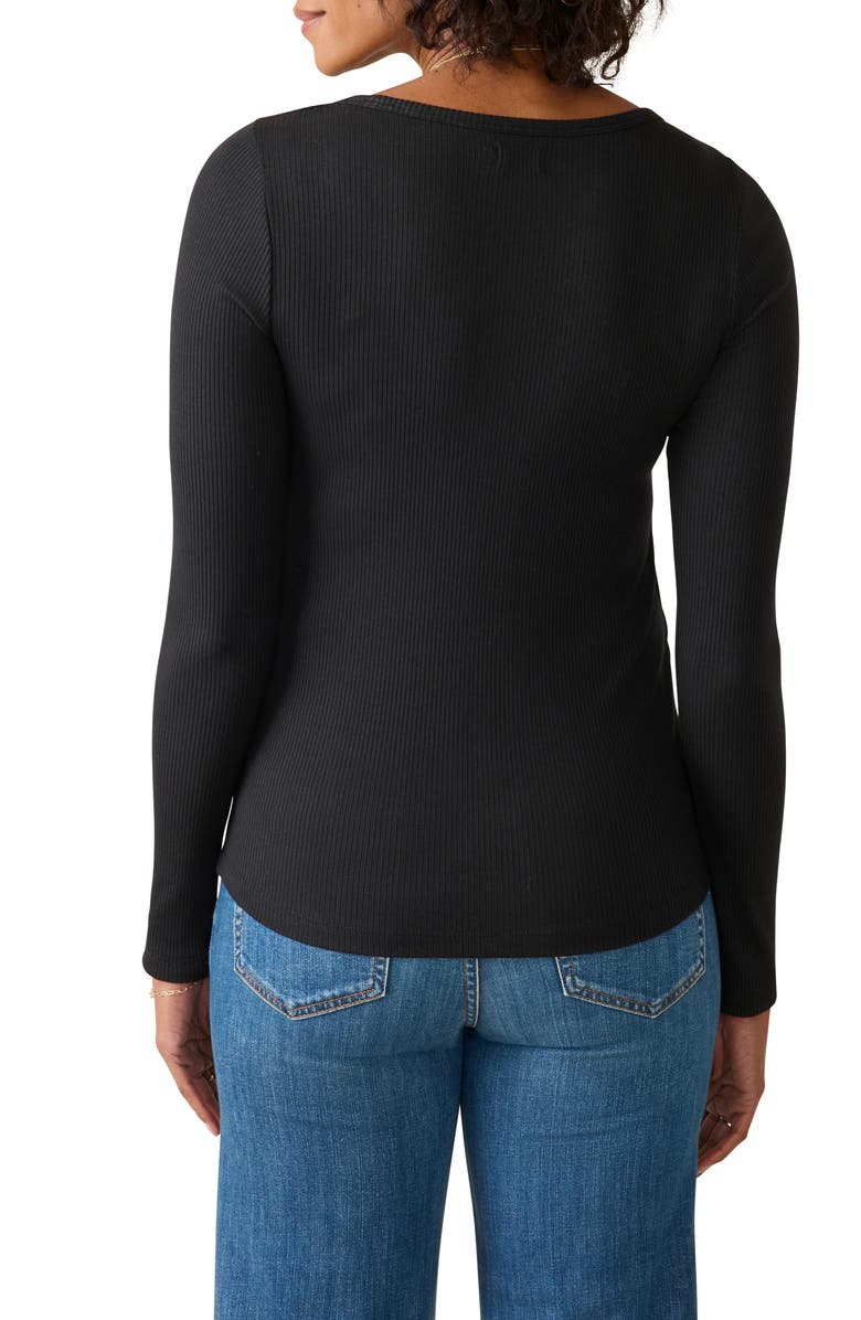 Faherty Freestyle Rib Henley, Alternate, color, Black