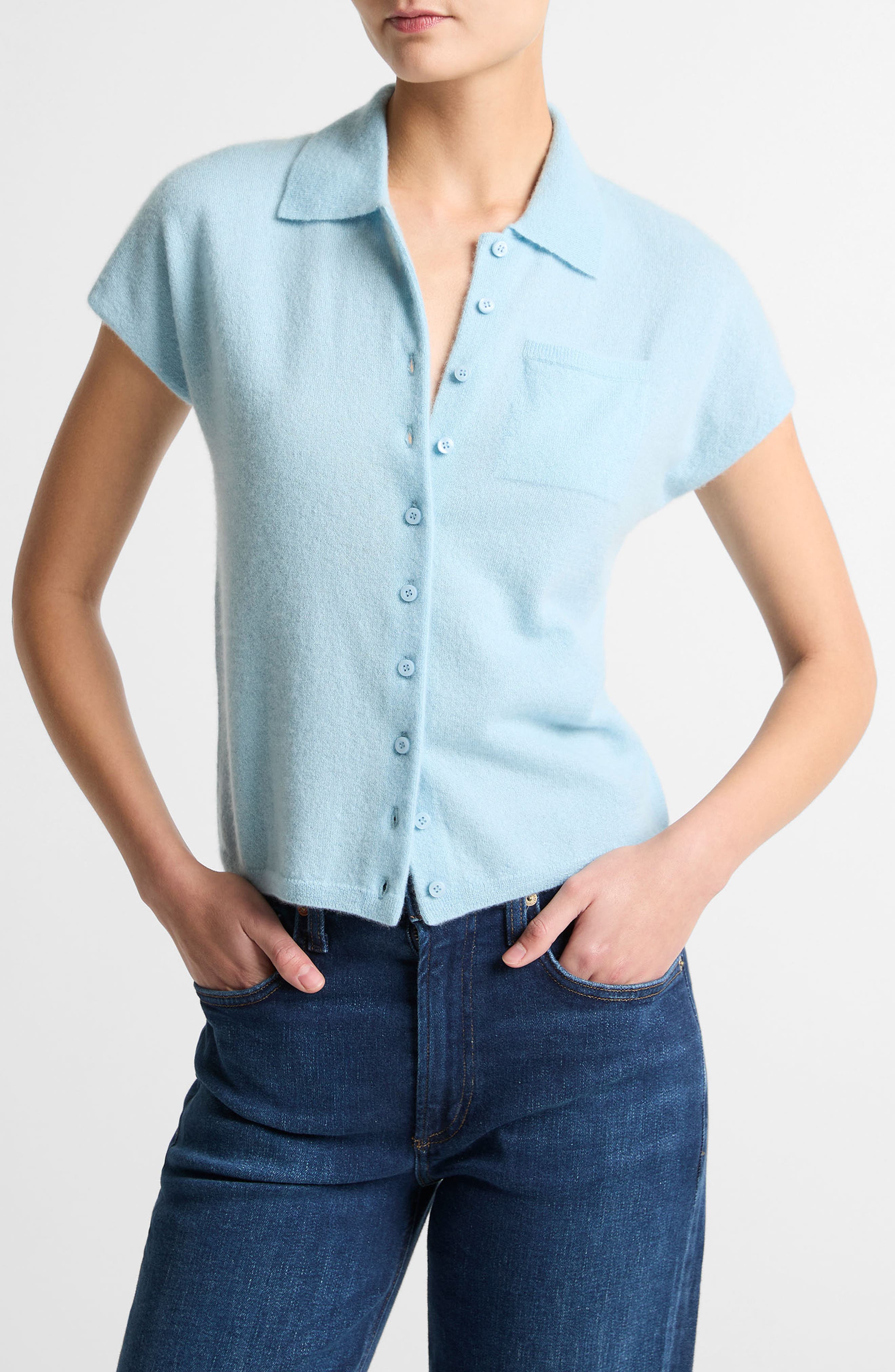 Cashmere & Silk Button-Up Sweater - image 3