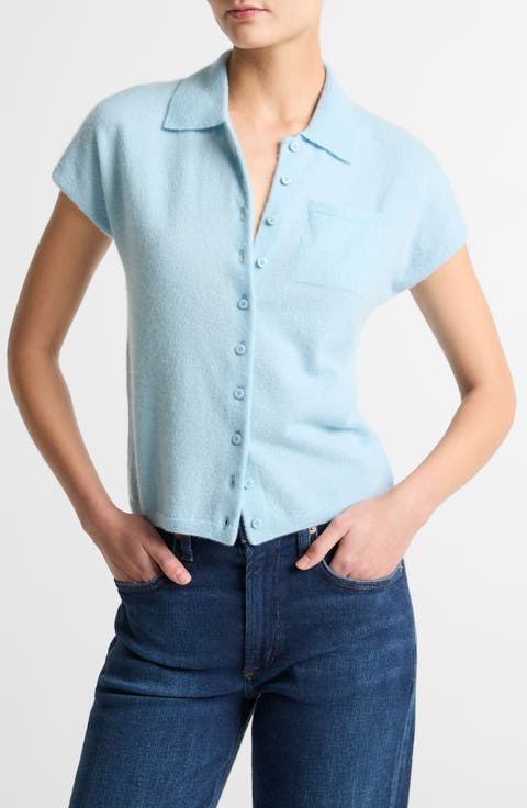 Cashmere & Silk Button-Up Sweater