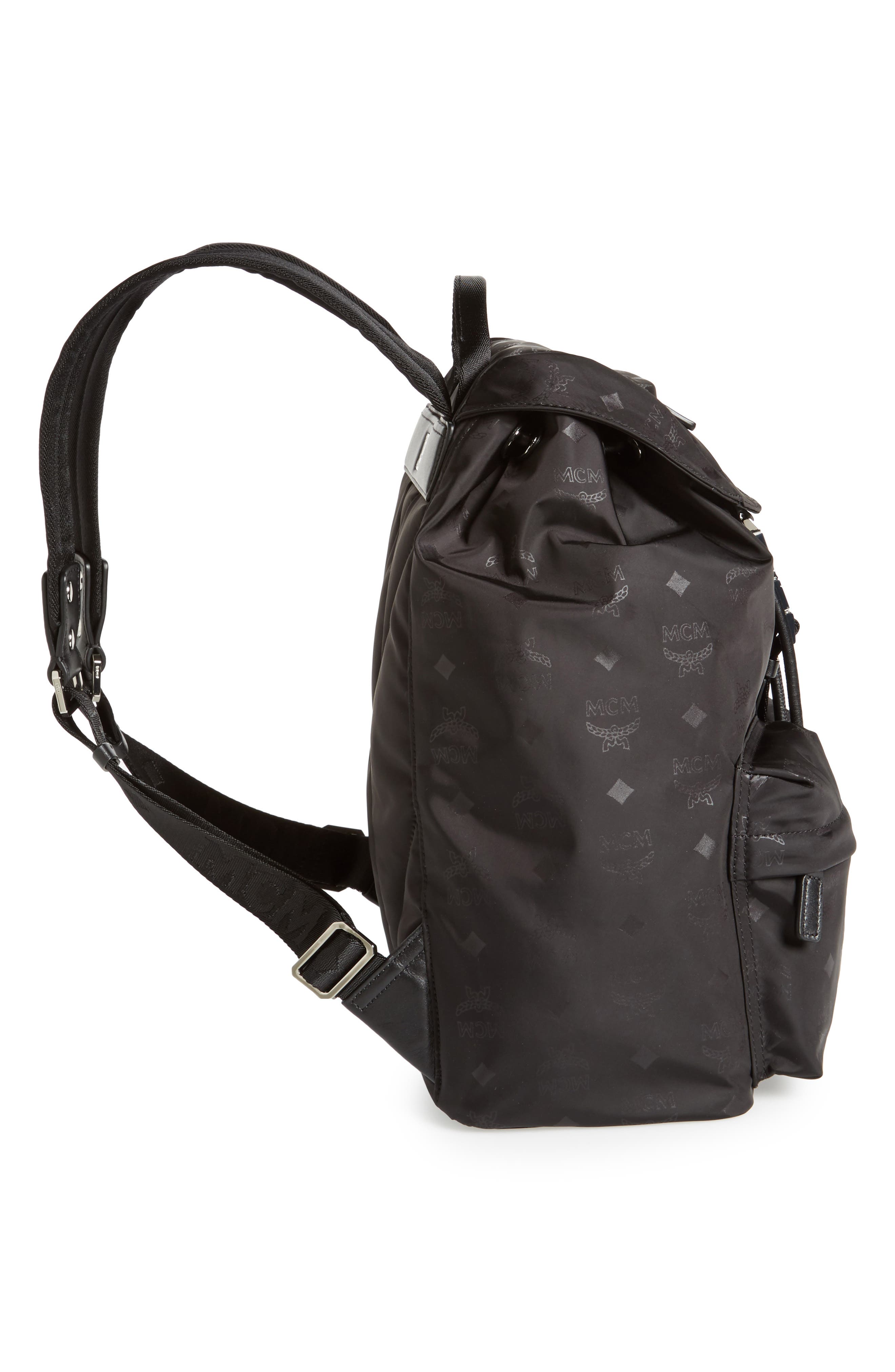 MCM Small Dieter Monogrammed Nylon Backpack, Alternate, color, 