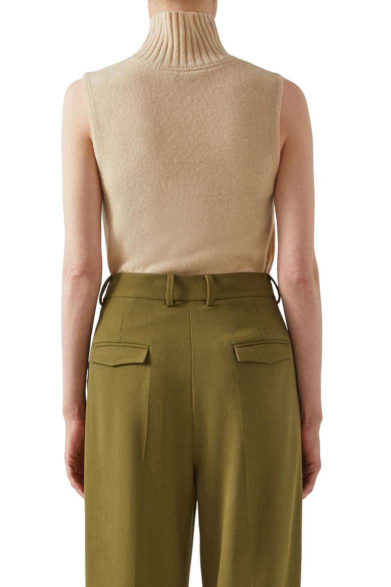 Frances Sleeveless Turtleneck Wool Blend Sweater, Alternate, color, CAMEL