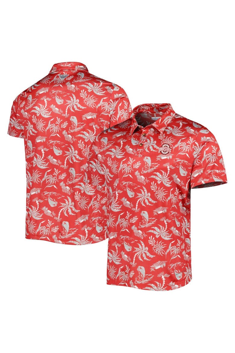 Men's Columbia Scarlet Ohio State Buckeyes Super Terminal Tackle Omni-Shade Polo, Main, color, Scarlet