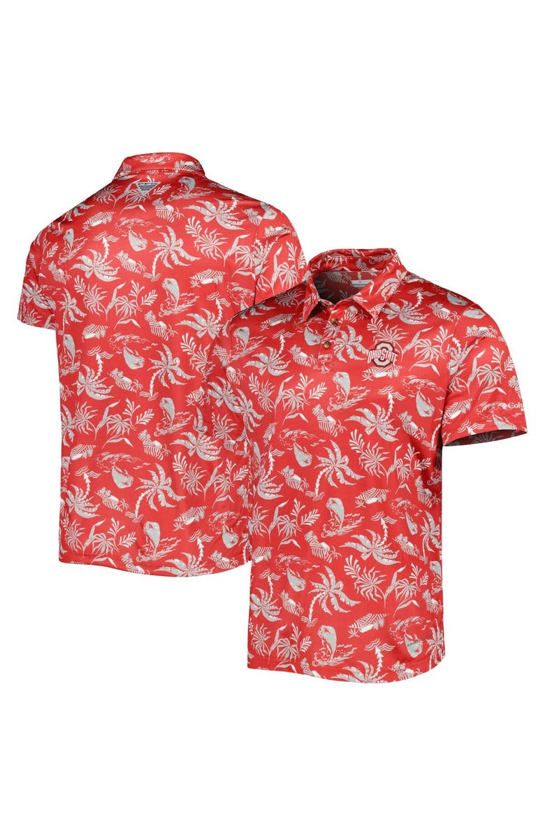 Columbia Men's Columbia Scarlet Ohio State Buckeyes Super Terminal Tackle Omni-Shade Polo, Main, color, Scarlet