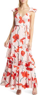 Hutch Senna Floral Tiered Wrap Maxi Dress