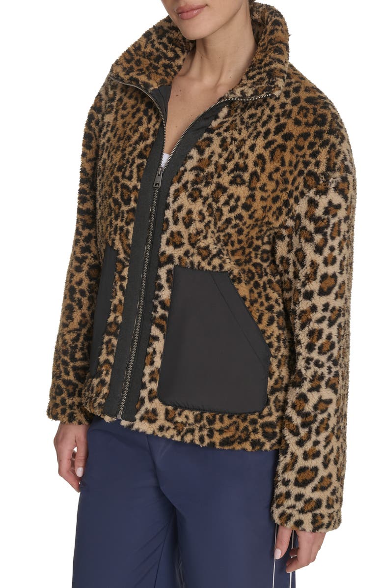 Levi's Faux Shearling Full Zip Jacket, Alternate, color, Black Leopard