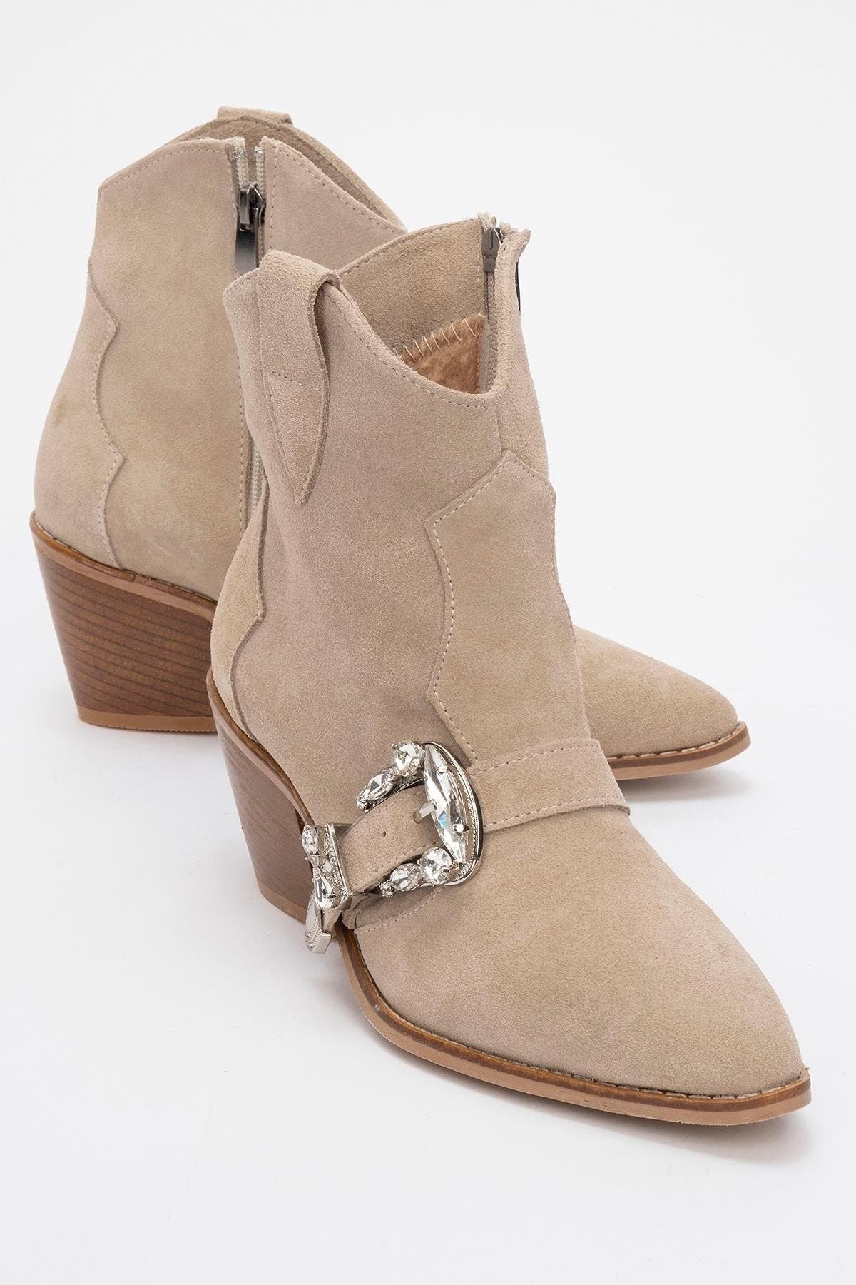 Any Leather Buckle Boot, Main, color, Beige Leather