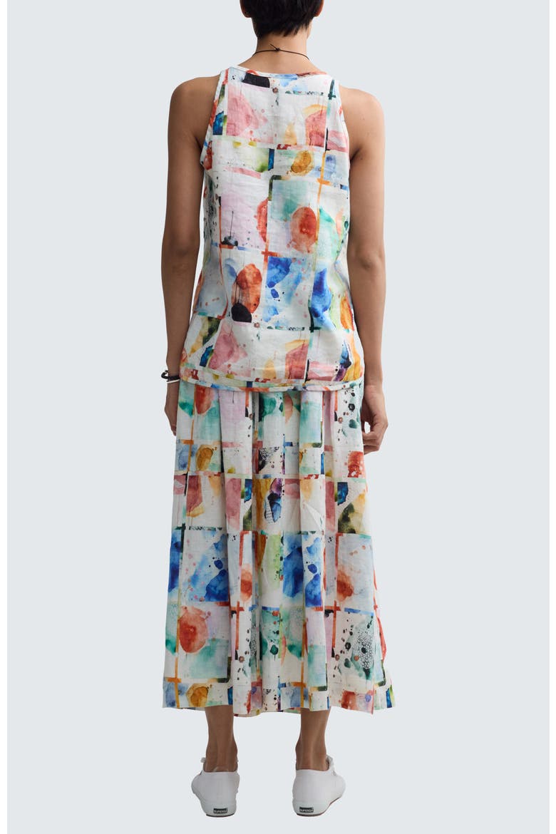 Merina Painterly Print Linen Maxi Skirt, Alternate, color, Multihued