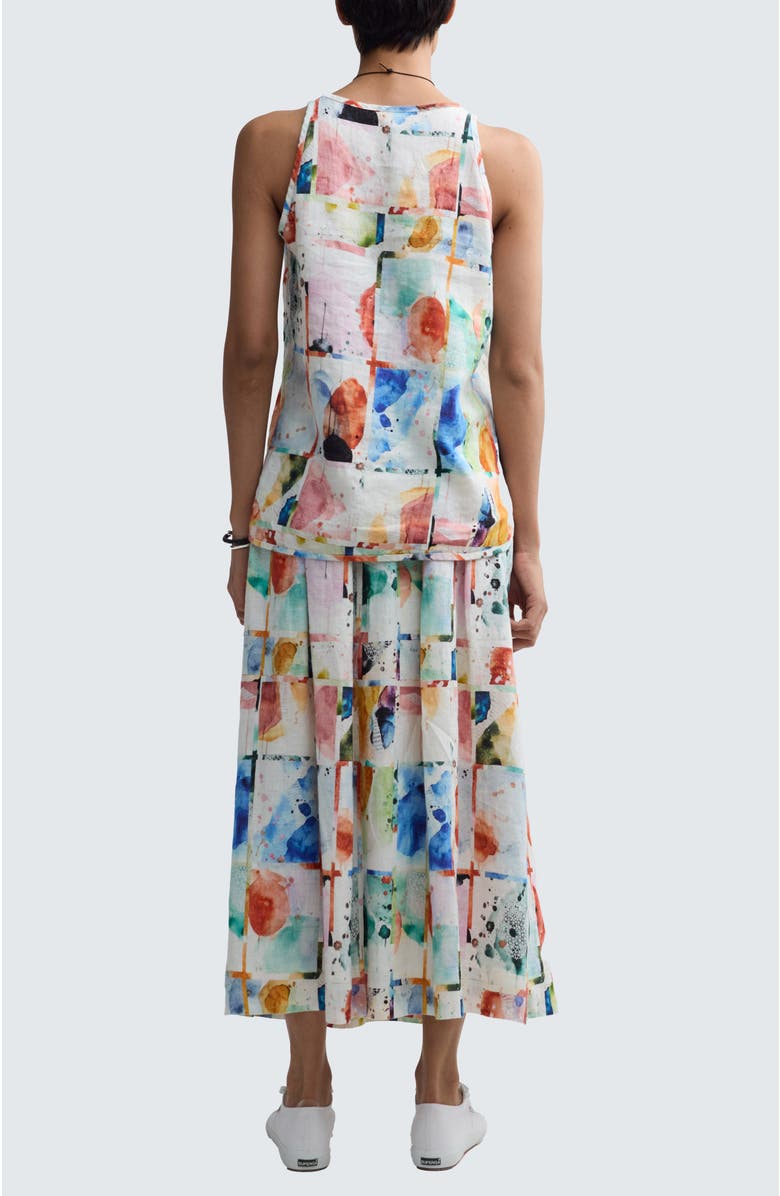 LUUKAA Merina Painterly Print Linen Maxi Skirt, Alternate, color, Multihued