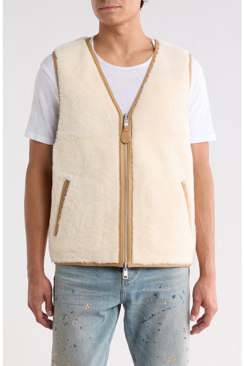 Genuine Shearling Lined Leather Vest, Alternate, color, TAN