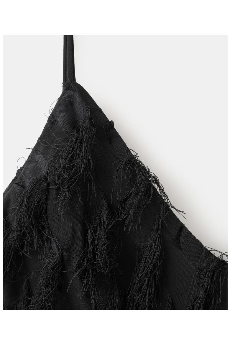 Frayed Sleeveless Maxi Slipdress, Alternate, color, BLACK