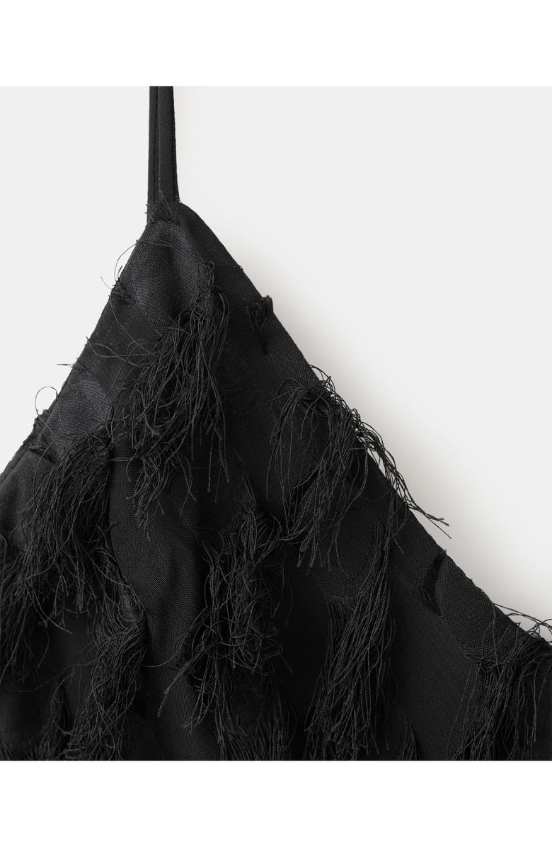 MANGO Frayed Sleeveless Maxi Slipdress, Alternate, color, Black
