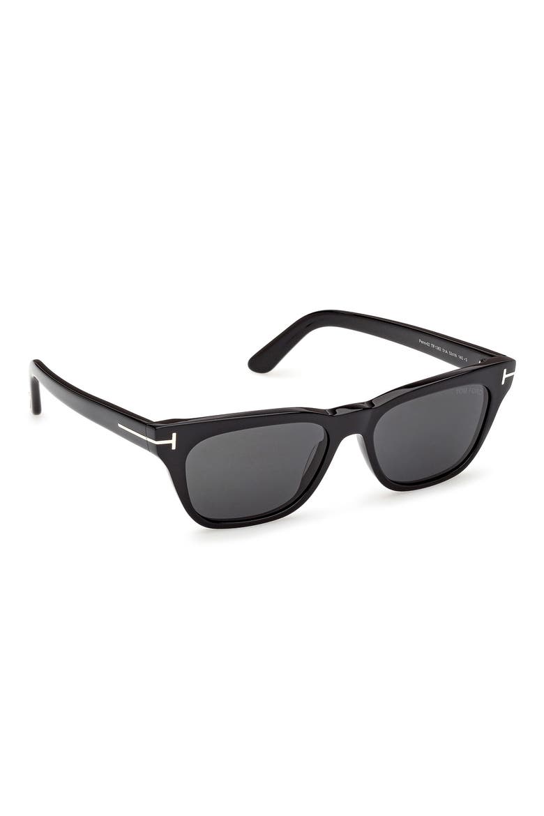 Penn 53mm Rectangular Sunglasses, Alternate, color, SHINY BLACK / BLUE LENS