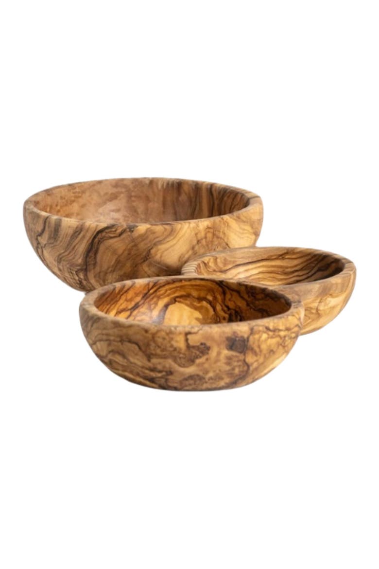 Olive Wood Nesting Bowls Set of 3, Main, color, Natural