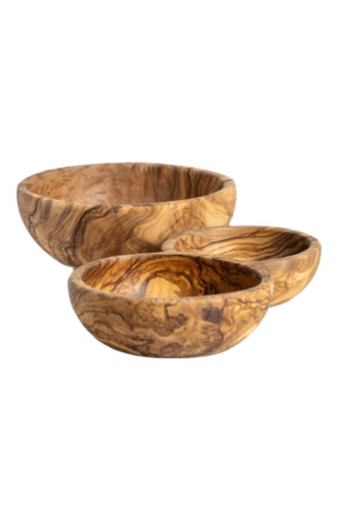 Olive Wood Nesting Bowls Set of 3
