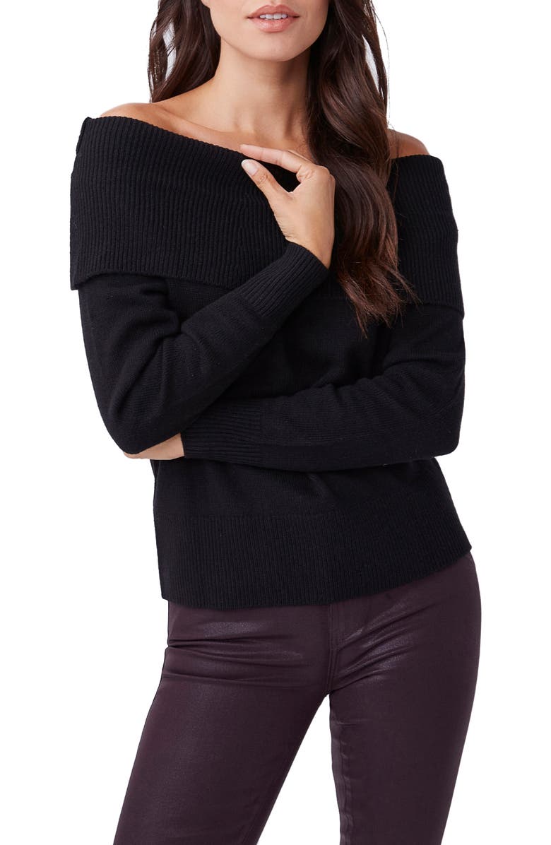 PAIGE Izabella Off-the-Shoulder Sweater, Alternate, color, Black