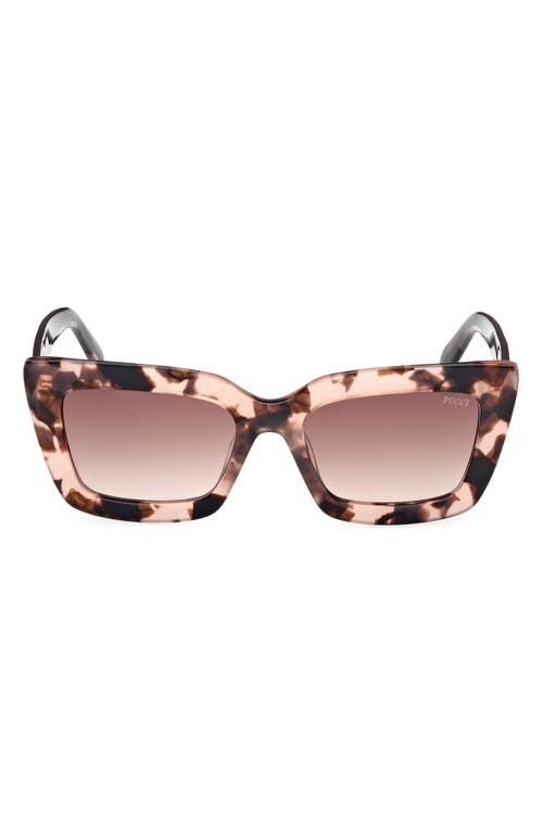 Emilio Pucci 54mm Square Sunglasses in Colored Havana /Brown 