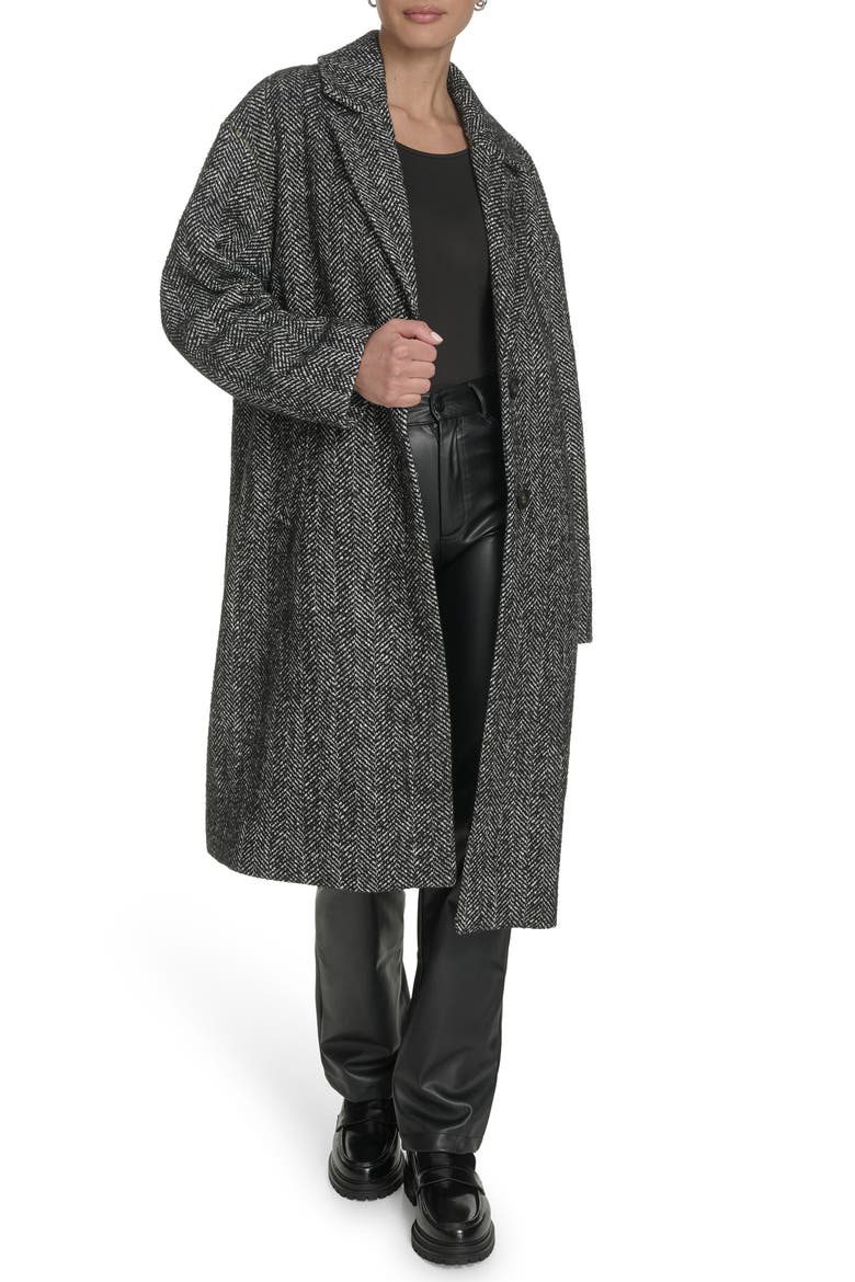 Longline Coat, Alternate, color, BLACK HOUNDSTOOTH