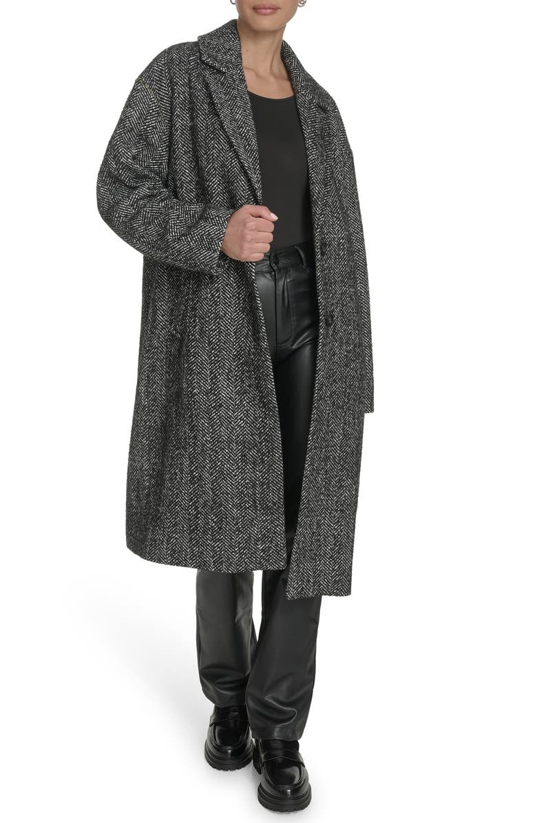 Levi's Longline Coat, Alternate, color, Black Houndstooth