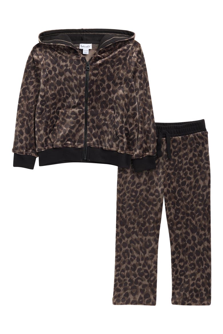 Cheetah Girl Hoodie & Pants Set, Main, color, LEOPARD PRINT
