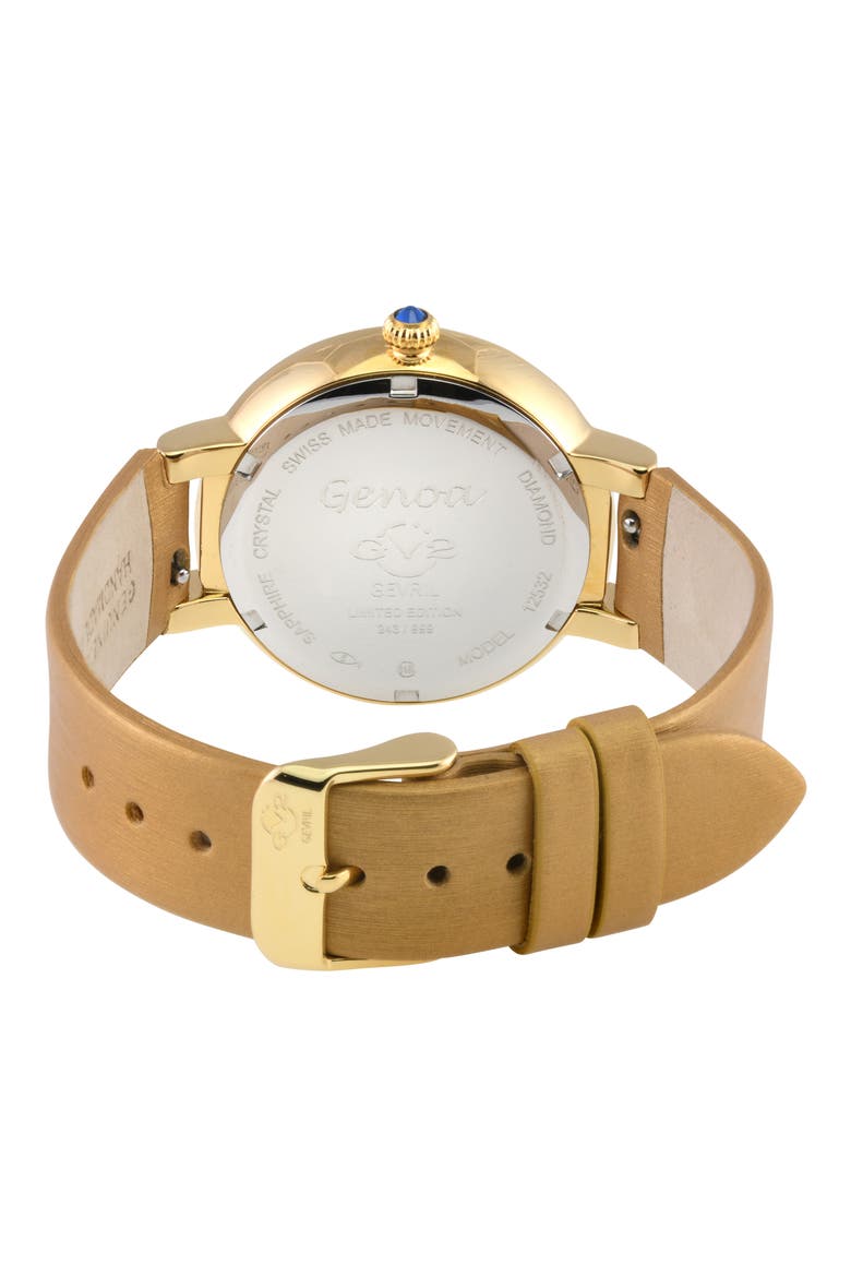 Women's Genoa Diamond Dial Leather Strap Watch, 37mm, Alternate, color, BEIGE