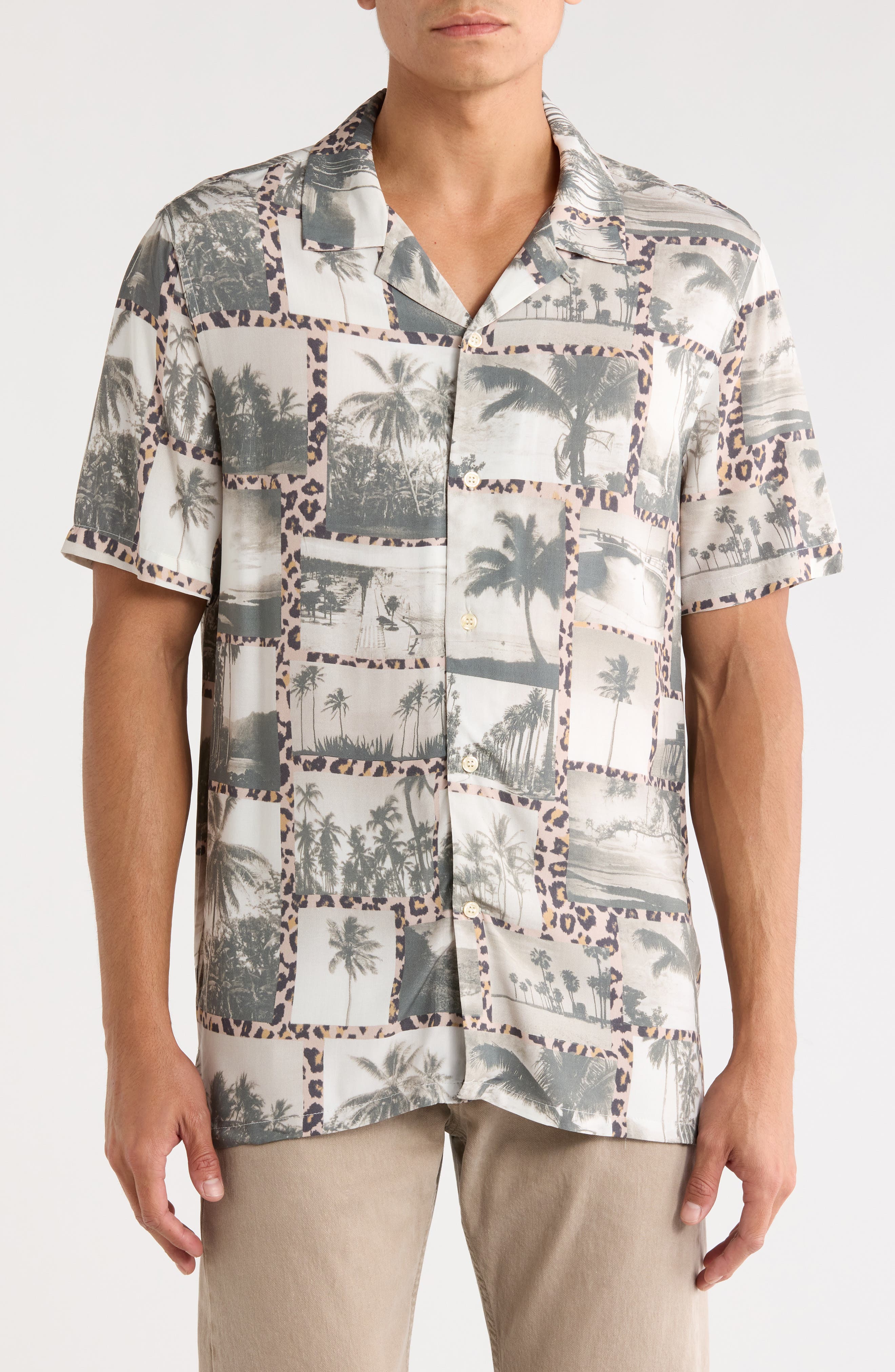INDUSTRY REPUBLIC CLOTHING Palm Print Camp Shirt