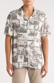 INDUSTRY REPUBLIC CLOTHING Palm Print Camp Shirt