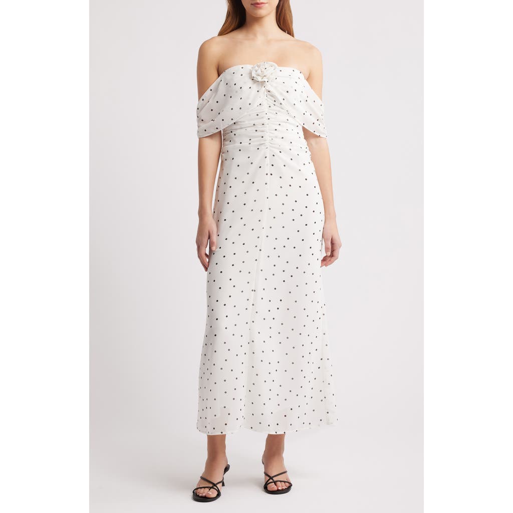 Wayf Mini Polka Dot Off The Shoulder Dress