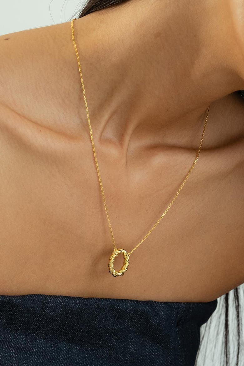 Sterling Silver 18k Gold Plated Eliana Circle Necklace Trendy Everyday, Alternate, color, Gold