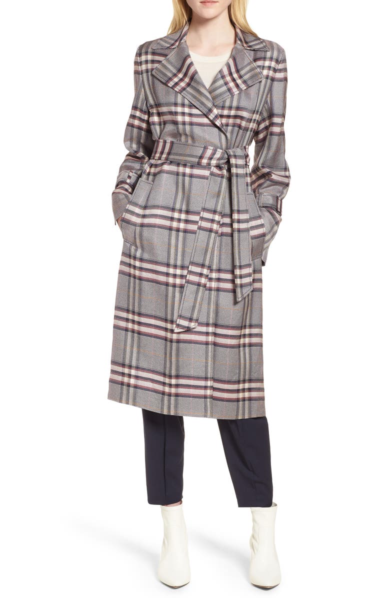 Lewit Bold Plaid Trench Coat, Main, color, 